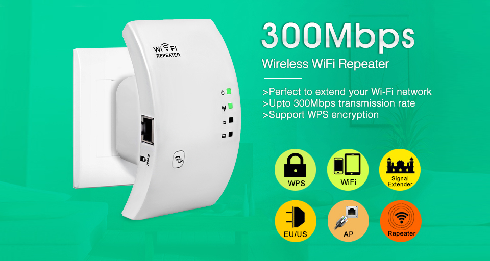 300Mbps Wireless Signal Amplifier Repeater Wi-Fi Range Extender